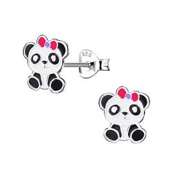 Wholesale Sterling Silver Panda Ear Studs - JD18788
