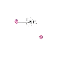 Wholesale 2mm Round Cubic Zirconia Sterling Silver Ear Studs - JD1337
