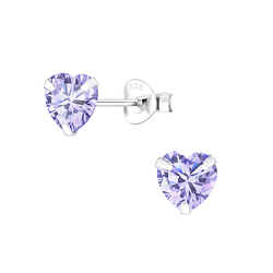 Wholesale 6mm Heart Cubic Zirconia Sterling Silver Ear Studs - JD1342