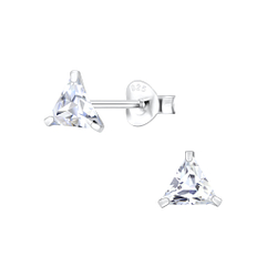 Wholesale 5mm Triangle Cubic Zirconia Sterling Silver Ear Studs - JD18757