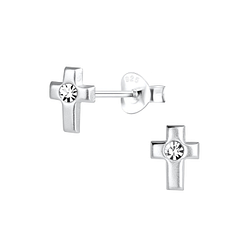 Wholesale Sterling Silver Cross Ear Studs - JD13954