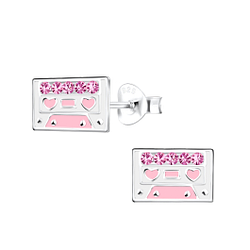 Wholesale Sterling Silver Tape Cassette Ear Studs - JD18693