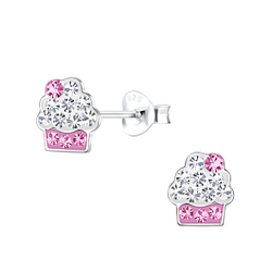 Wholesale Sterling Silver Cupcake Ear Studs - JD19056