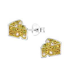 Wholesale Sterling Silver Cheese Ear Studs - JD18819