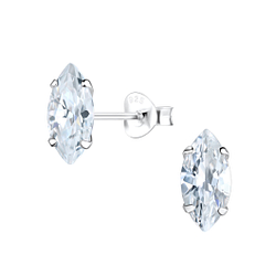 Wholesale 5x10mm Marquise Cubic Zirconia Sterling Silver Ear Studs - JD18111