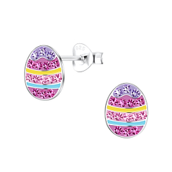 Wholesale Sterling Silver Easter Egg Ear Studs - JD18649