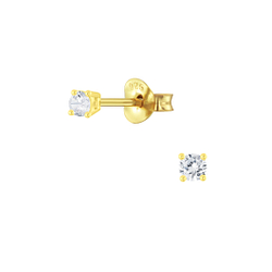Wholesale 2mm Round Cubic Zirconia Sterling Silver Ear Studs - JD4718