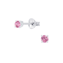 Wholesale 3mm Round Cubic Zirconia Sterling Silver Ear Studs - JD2048