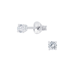 Wholesale 3mm Round Cubic Zirconia Sterling Silver Ear Studs - JD2048
