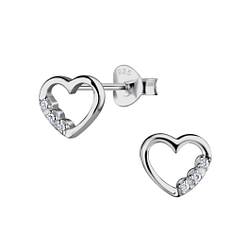 Wholesale Sterling Silver Heart Ear Studs - JD18829