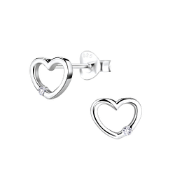 Wholesale Sterling Silver Heart Ear Studs - JD8709
