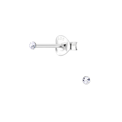 Wholesale 1.5mm Round Crystal Sterling Silver Ear Studs - JD1738