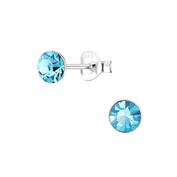 Wholesale 5mm Round Crystal Sterling Silver Ear Studs - JD1710