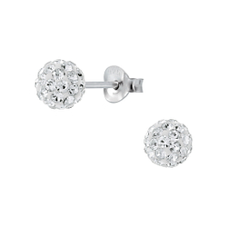 Wholesale Sterling Silver 6mm Crystal Ball Ear Studs - JD2224