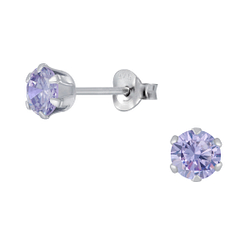 Wholesale 5mm Round Cubic Zirconia Sterling Silver Ear Studs - JD1977