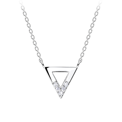 Wholesale Sterling Silver Triangle Necklace - JD16451