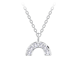 Wholesale Sterling Silver Rainbow Cubic Zirconia Necklace - JD9607