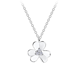 Wholesale Sterling Silver Flower Necklace - JD14125