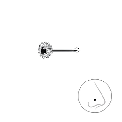 Wholesale Sterling Silver Flower Nose Stud With Ball - JD18744