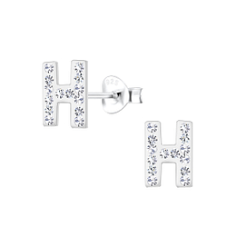 Wholesale Sterling Silver Letter H Ear Studs - JD18708