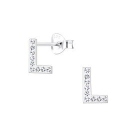 Wholesale Sterling Silver Letter L Ear Studs - JD19191