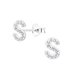 Wholesale Sterling Silver Letter S Ear Studs - JD19195