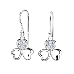 Wholesale Sterling Silver Shamrock Earrings - JD19233 Wholesale Sterling Silver Shamrock Earrings - JD19233