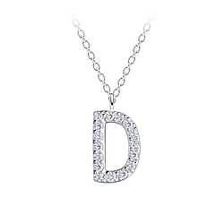 Wholesale Sterling Silver Letter D Necklace - JD18898