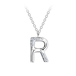 Wholesale Sterling Silver Letter R Necklace - JD18906