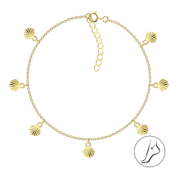Wholesale 25cm Sterling Silver Shell Charm Anklet with Extension - JD19120