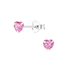 Wholesale 4mm Heart Cubic Zirconia Sterling Silver Ear Studs - JD1341