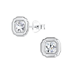 Wholesale Sterling Silver Geometric Crystal Ear Studs - JD17207