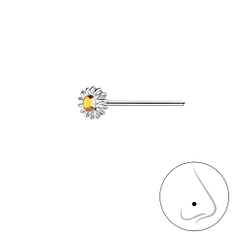 Wholesale Sterling Silver Flower Crystal Nose Stud - JD19245 Wholesale Sterling Silver Flower Crystal Nose Stud - JD19245