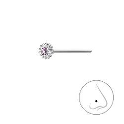 Wholesale Sterling Silver Flower Crystal Nose Stud - JD19245