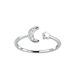 Wholesale Sterling Silver Opened Moon Ring - JD19246