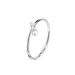 Wholesale 3mm Pearl Sterling Silver Charm Ring - JD19266