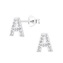 Wholesale Sterling Silver Letter A Ear Studs - JD19253