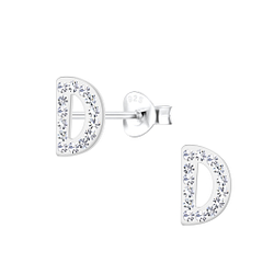 Wholesale Sterling Silver Letter D Ear Studs - JD18701
