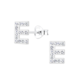 Wholesale Sterling Silver Letter E Ear Studs - JD18705