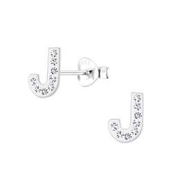 Wholesale Sterling Silver Letter J Ear Studs - JD18709
