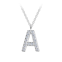 Wholesale Sterling Silver Letter A Necklace - JD18893