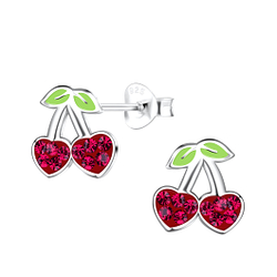 Wholesale Sterling Silver Cherry Ear Studs - JD19458