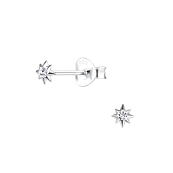 Wholesale Sterling Silver Starburst Ear Studs - JD19421 Wholesale Sterling Silver Starburst Ear Studs - JD19421