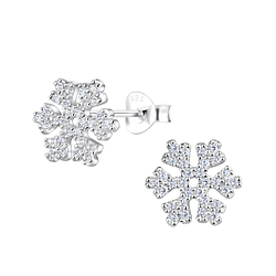 Wholesale Sterling Silver Snowflake Cubic Zirconia Ear Studs - JD16501