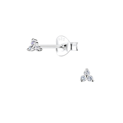 Wholesale Sterling Silver Three Stone Ear Studs - JD17280