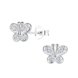 Wholesale Sterling Silver Butterfly Ear Studs - JD18510