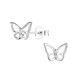 Wholesale Sterling Silver Butterfly Ear Studs - JD19491