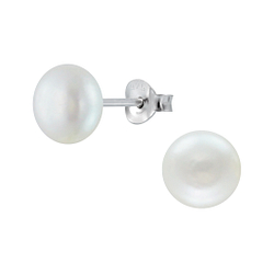 Wholesale 8mm Fresh Water Pearl Sterling Silver Ear Studs - JD2241