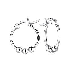 Wholesale 15mm Sterling Silver Ball French Lock Ear Hoops - JD4955