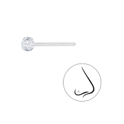 Wholesale 3mm Round Cubic Zirconia Sterling Silver Nose Stud - JD7185